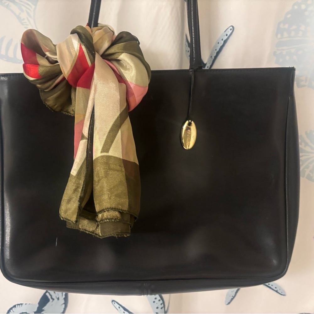 Furla real leather black large tote